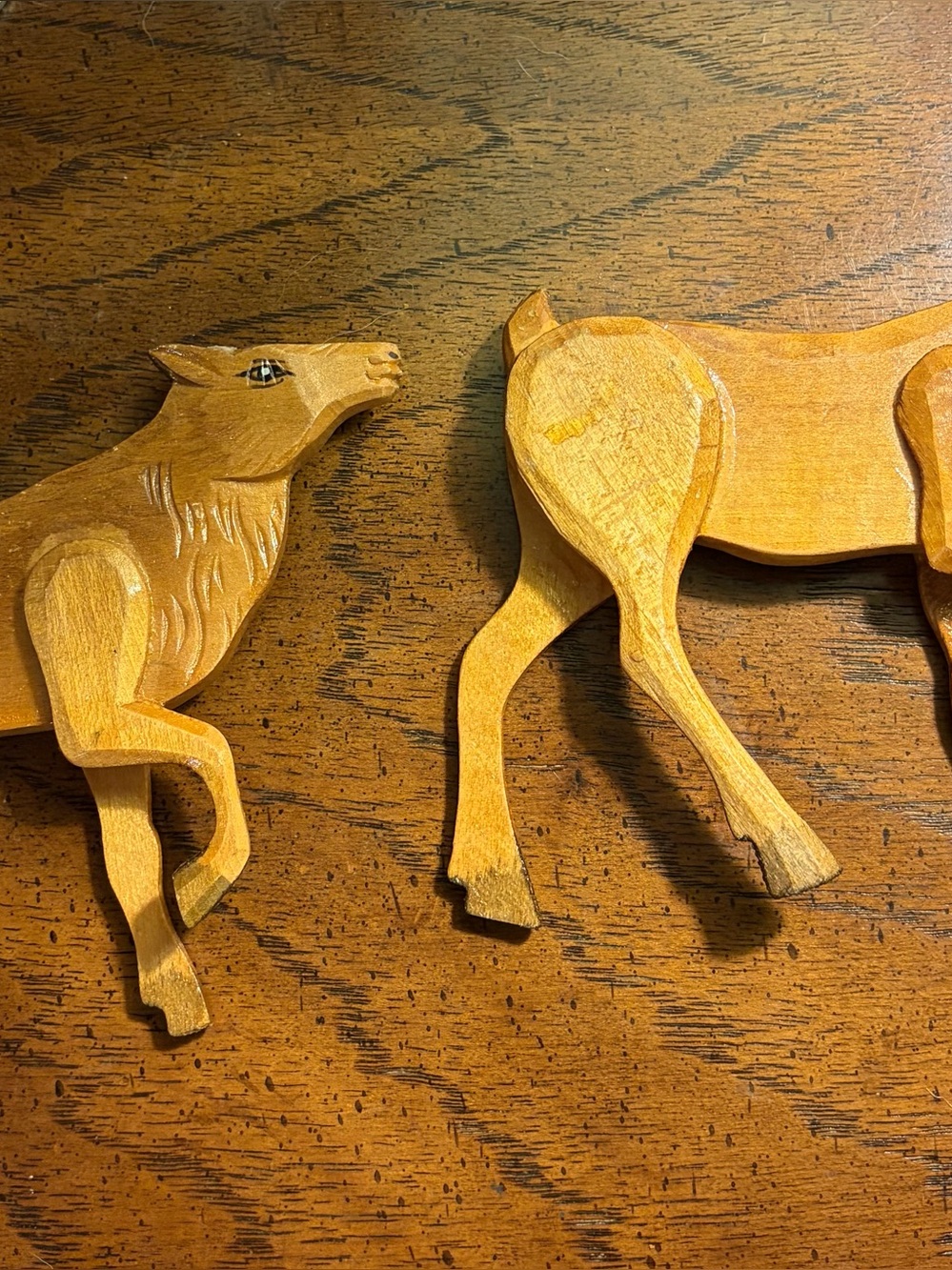 Natural wood hand carved deer